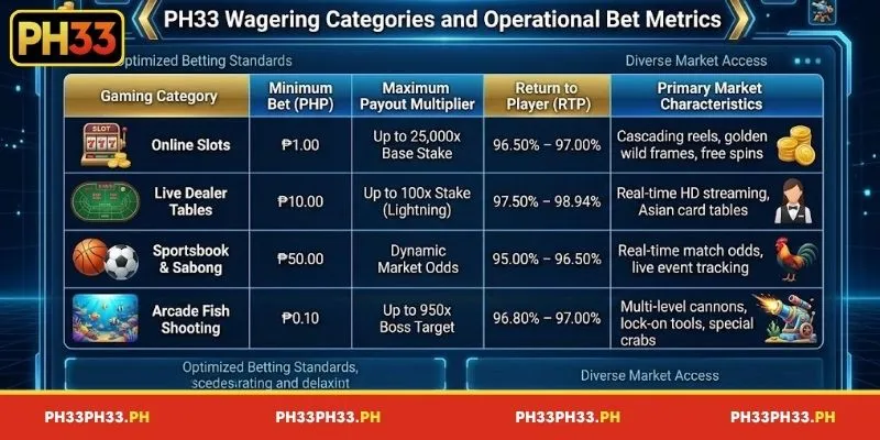 Betting categories and betting metrics