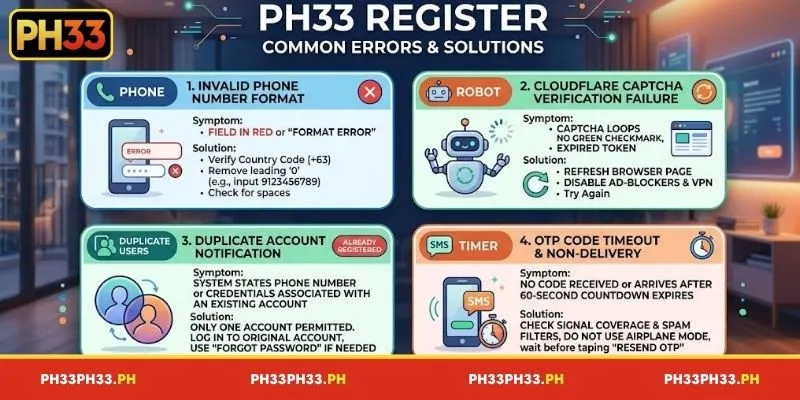 Common PH33 Register errors and how to resolve them