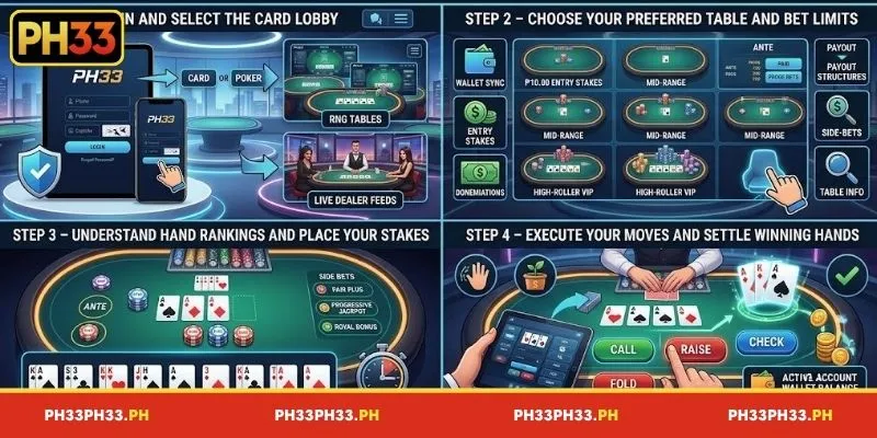Guide on how to join and play Poker at PH33