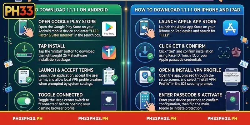 Guide to download 1.1.1.1 PH33 on mobile