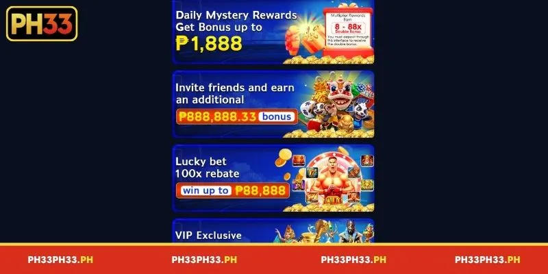 Main categories of PH33 promotions