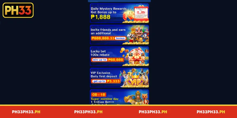 PH33 Bonuses and Rewards - Explore Exclusive Promotional Offers
