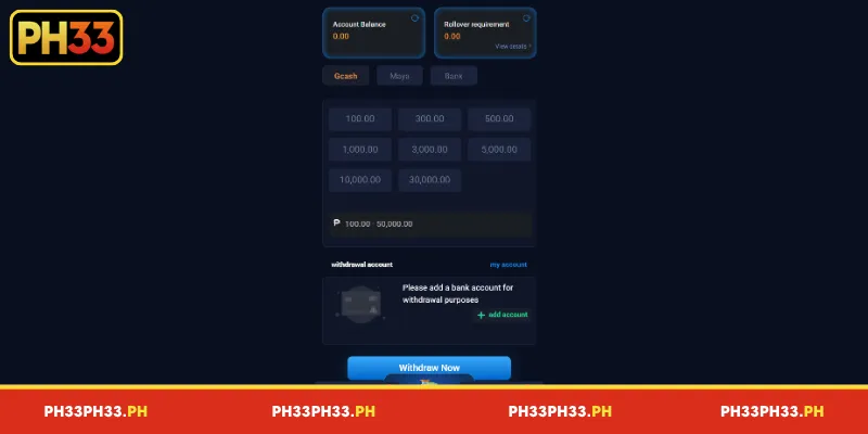 Preparations Before Withdrawing Money from PH33