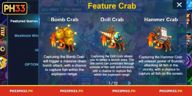 Special features: Bonus Crabs and Boss mechanics